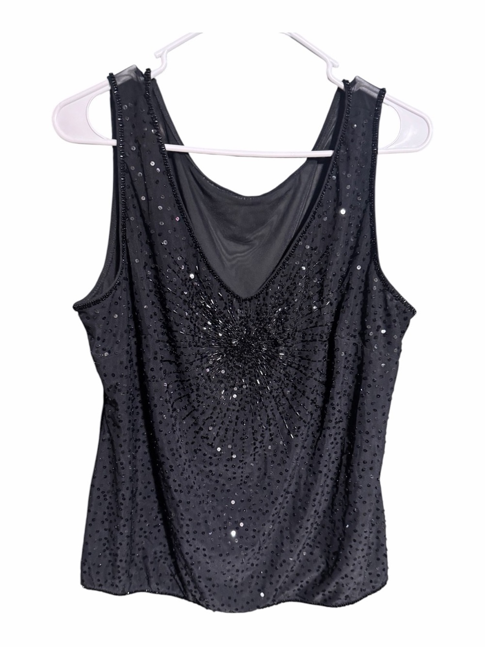 J. Peterman Black Sequin Embellished Tank Top